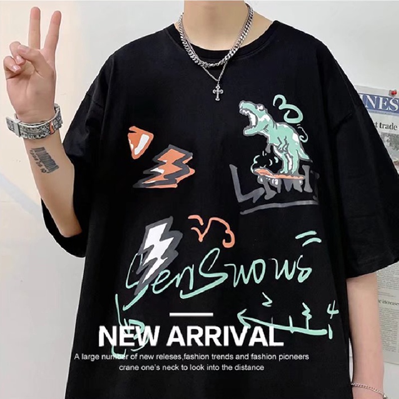 Áo Thun Tay Ngắn Dáng Rộng In Họa Tiết Hoạt Hình Phong Cách Hip Hop Thời Trang Mùa Hè Cho Nam size M-8XL