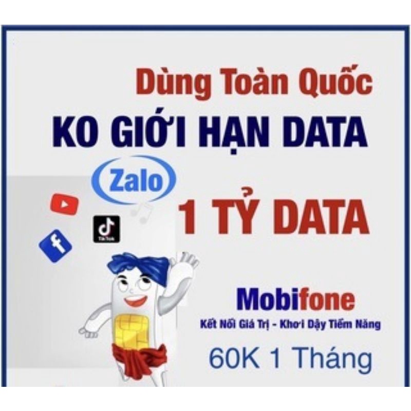 Sim ED60 1tỷ GB sử dụng toàn quốc, chỉ 60k/ tháng