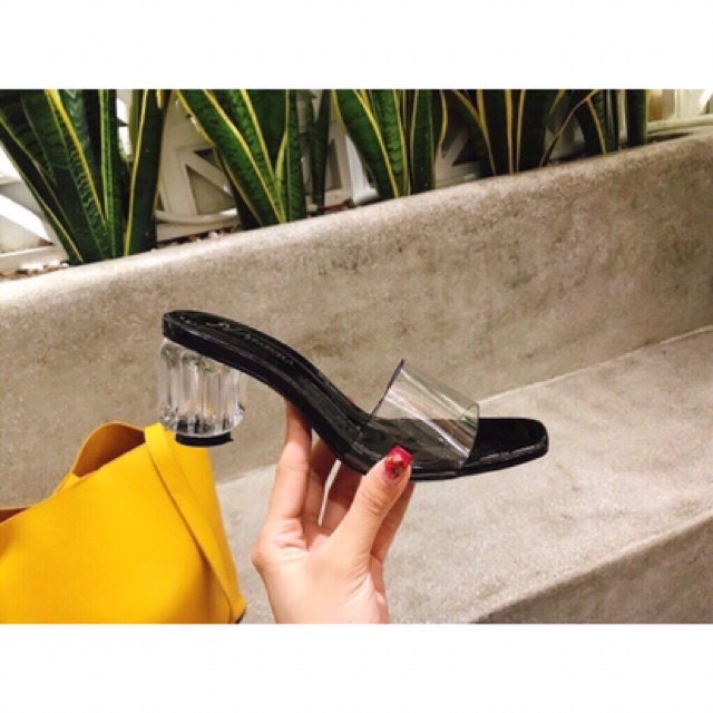 Guốc mika quai trong gót trụ 5cm êm chân sang chản mã l25 | BigBuy360 - bigbuy360.vn