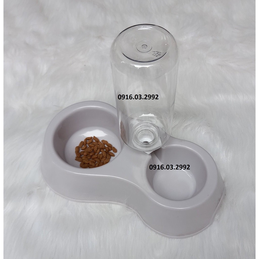 Bát ăn tự động cho chó mèo trái tim, Tặng kèm bình nước 400ml