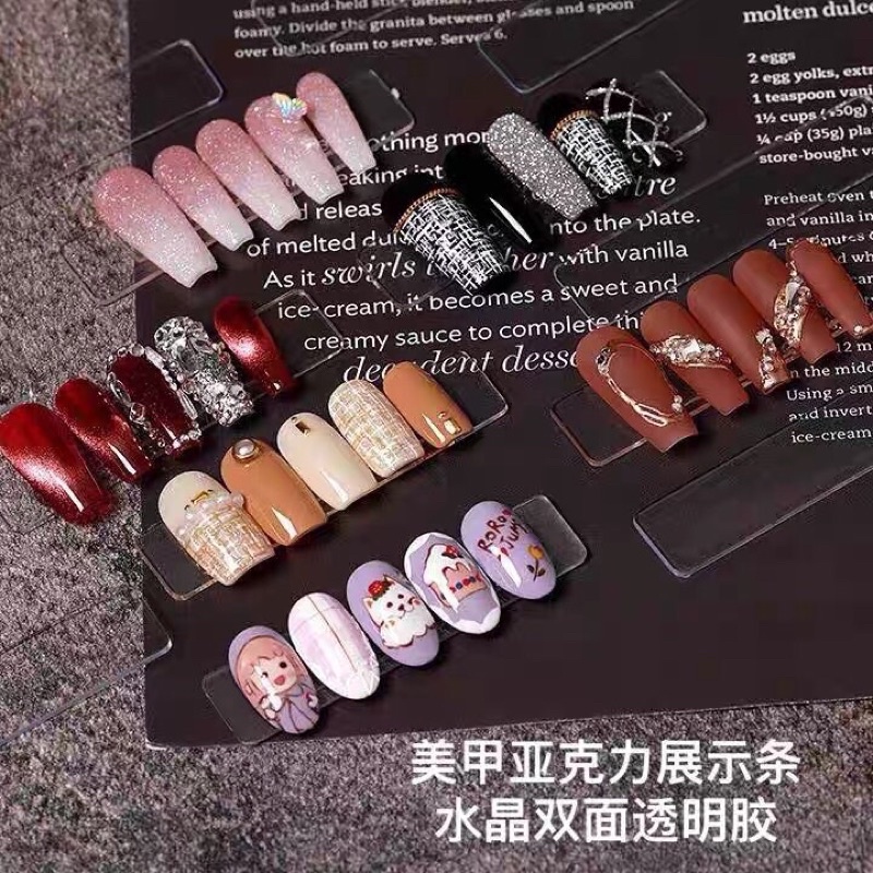 THANH MICA ĐỂ MÓNG / TRƯNG MÓNG MẪU - Set 48 thanh mica trưng bày mẫu nail - 1 thanh dán được 5 móng 💓💖