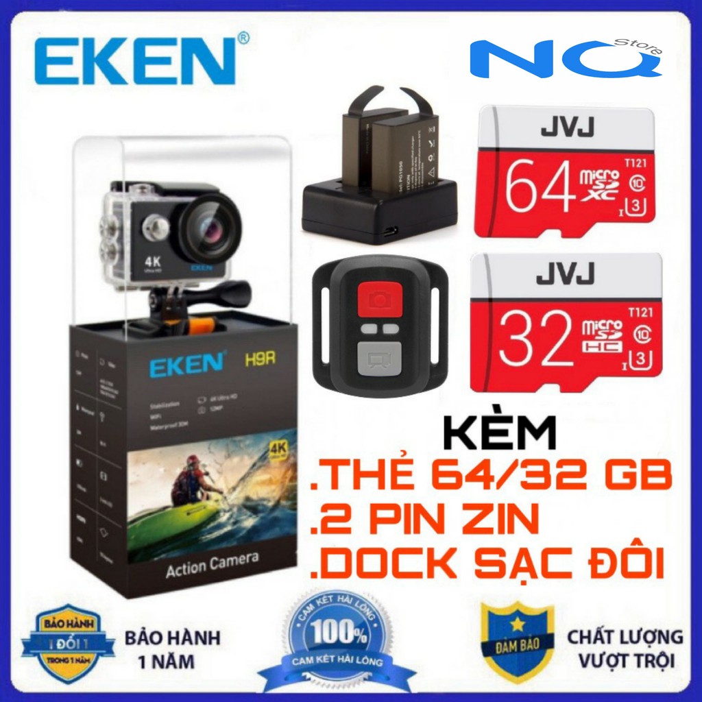 Camera 4k Eken H9r bản mới V8 nâng cấp 20MP - camera wifi ip xe máy oto phượt chống nước chống sốc chống rung