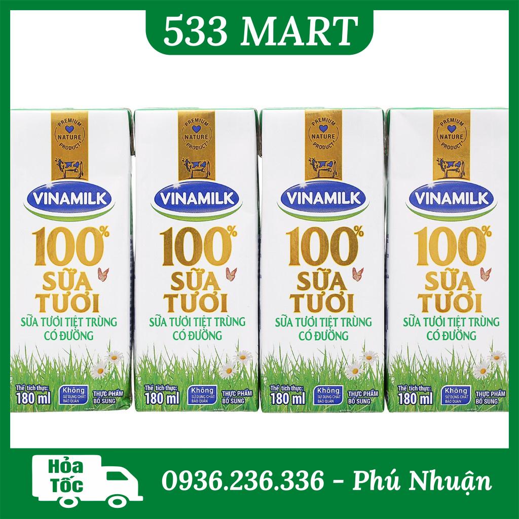 [LỐC 4 HỘP] Sữa Vinamilk có đường/ không đường 180ml