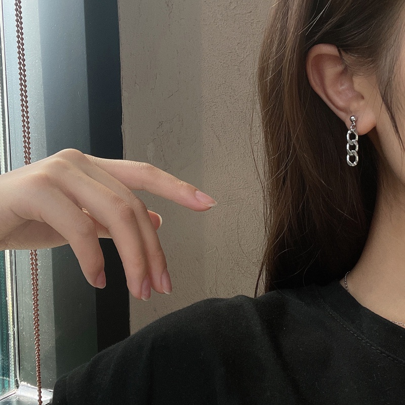 Khuyên Tai Dây Xích Bằng Kim Loại Phong Cách Hip Hop Đơn Giản Thời Trang Cho Nữ