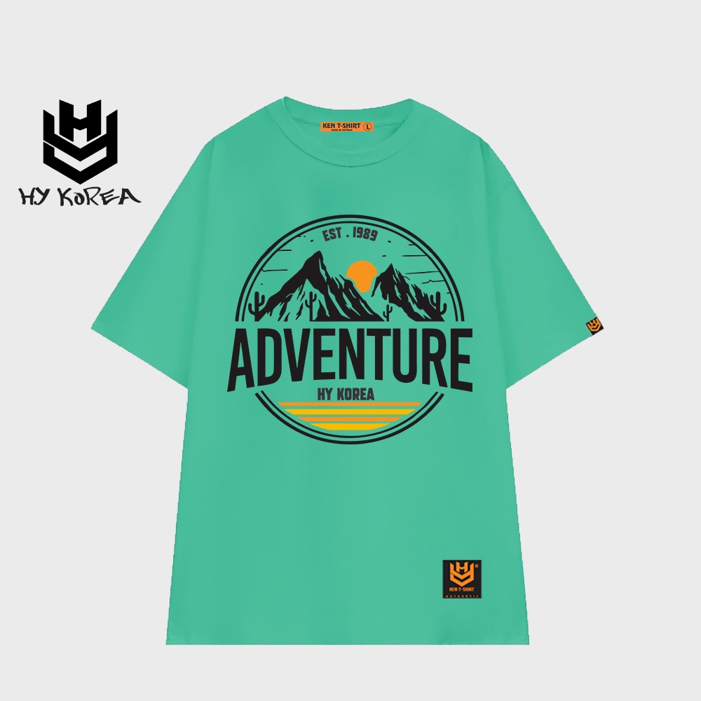 Áo thun unisex tay lỡ HY KOREA nam nữ form rộng in hình Adventure 522