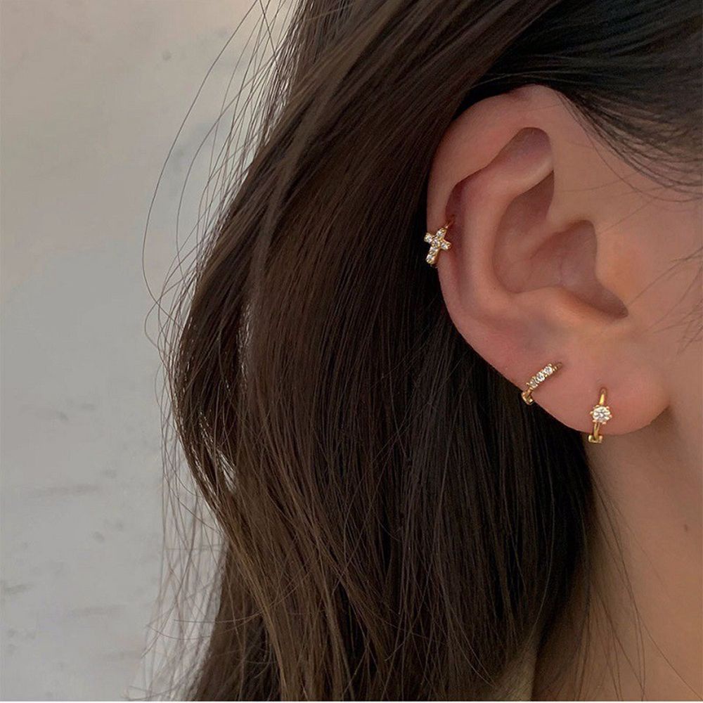 Khuyên Tai Tròn Đính Đá Zircon Tinh Tế Thời Trang Hàn Quốc Cho Nữ