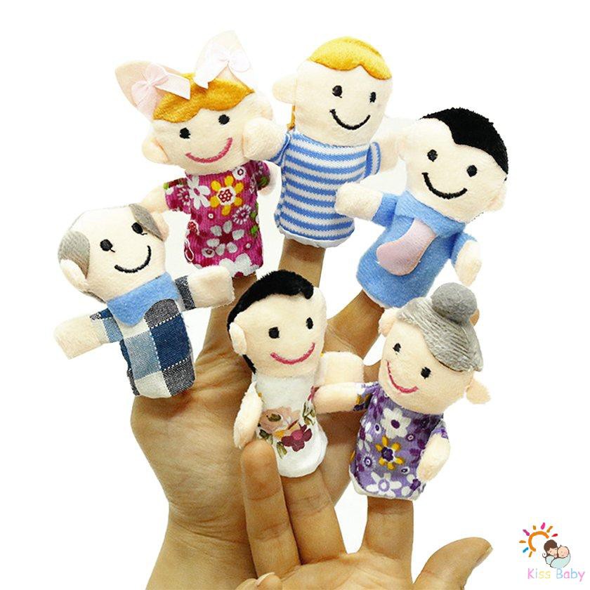 1pc Story Finger Puppets 6 People Family Members Kids Early Educational Toy