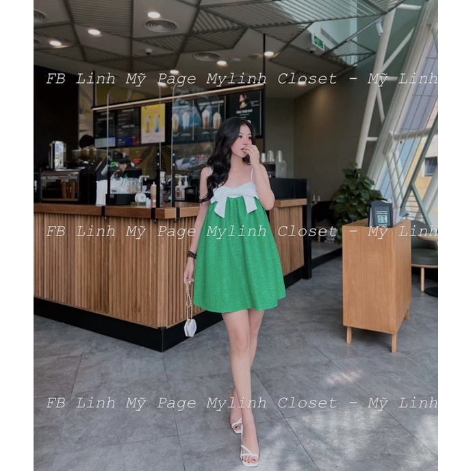 Váy 2 dây gấm nơ