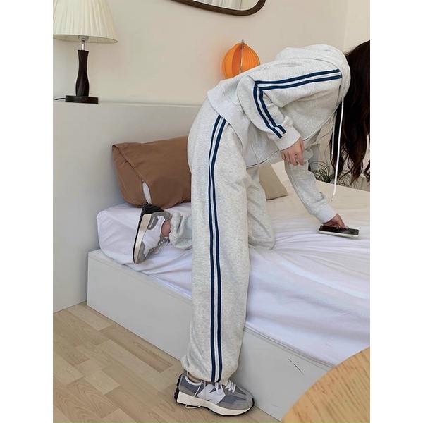 Bộ Thể Thao 3 Sọc Unisex  Freeship Bộ From Rộng, viền sọc kẻ chất nỉ ép dày dặn phong cách ulzzang