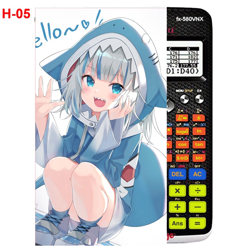 Decal Máy tính CASIO fx570, fx580...anime Gawr Gura