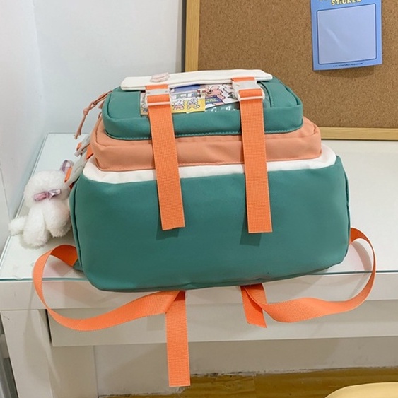 Balo nữ đi học đẹp thời trang dễ thương QITI cặp đi học nam nữ phong cách unisex chống nước