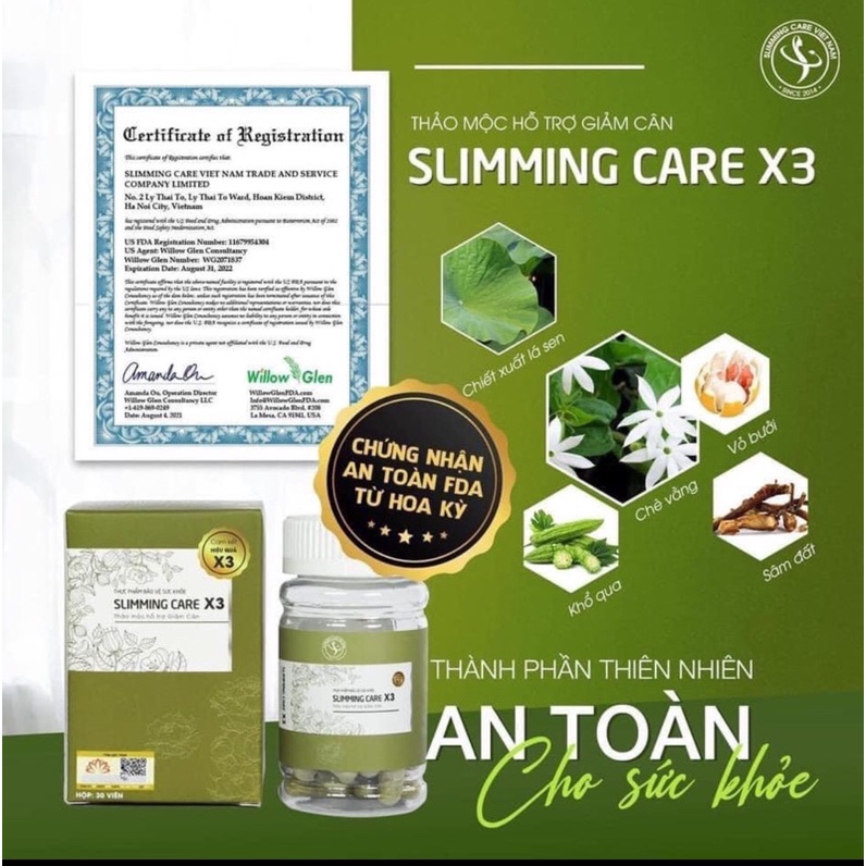 VIÊN THẢO MỘC GIẢM CÂN SLIMMING CARE X3 PHIÊN BẢN 2022 + TẶNG DETOX RAU CỦ