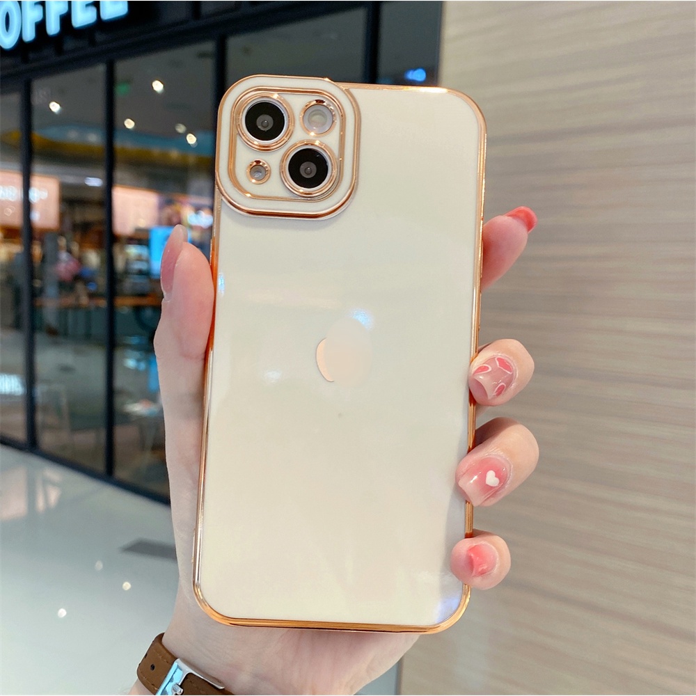 Ốp Điện Thoại Mạ Vàng In LOGO Cho IPhone 13 12 11 Pro Max XS Max XR X 8 7 Plus