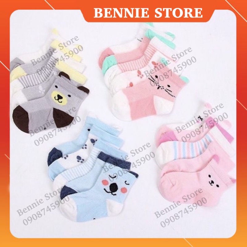 Set 5 đôi tất/ vớ lưới cổ cao cho bé BENNIE STORE Tất/vớ cho bé sơ sinh đóng túi Zip