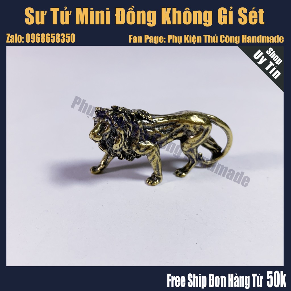 Tượng đồng mini làm tiểu cảnh không gỉ sét - Sư Tử