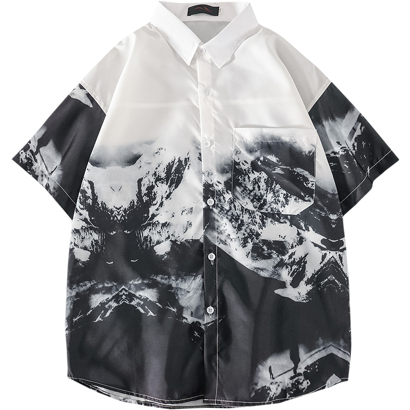 Short-sleeve shirt printed with street fashion personality