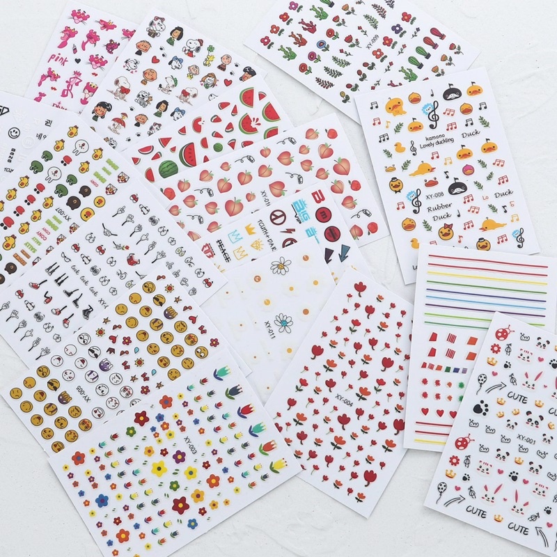 Sticker nhãn dán Hoạt hình, Icon, Hoa Cúc, Trái cây trang trí móng, nail tiện lợi