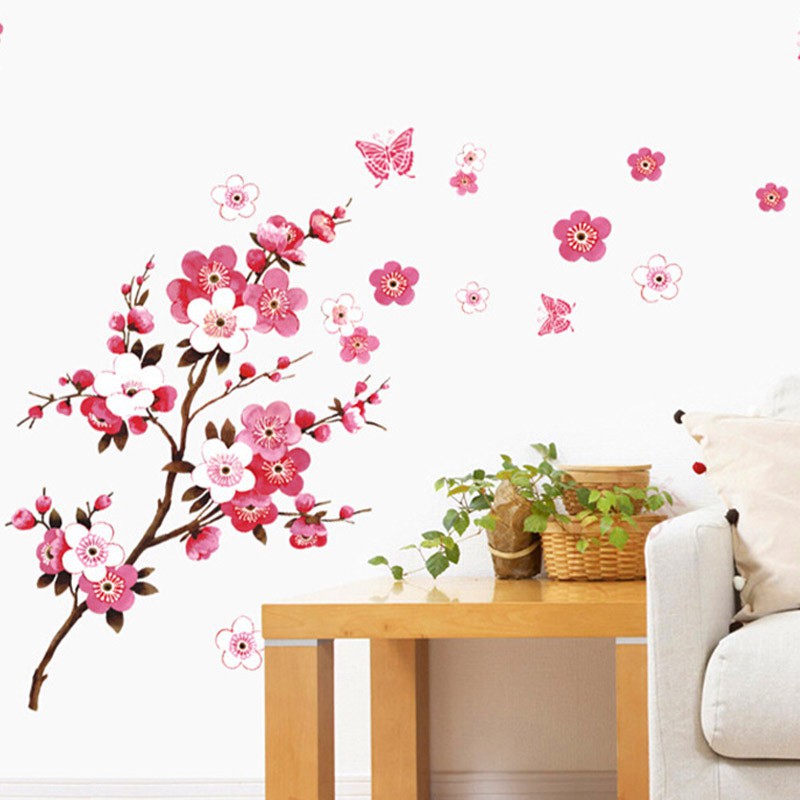 Miếng dán tường phòng ngủ hình hoa đào Sakura