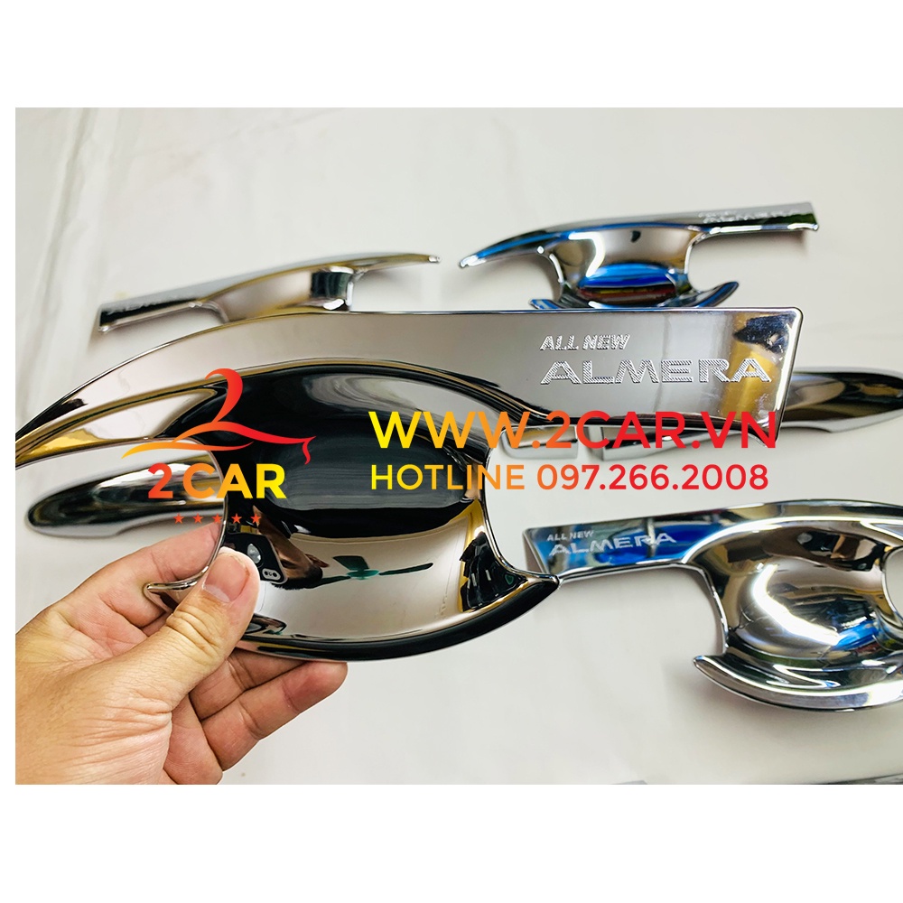 Ốp tay nắm, hõm cửa xe Nissan Almera 2021 2022 chất liệu crom cao cấp