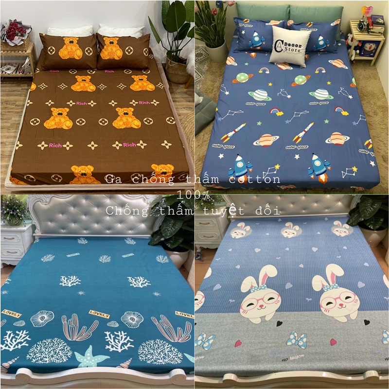 Ga chống thấm cotton nano kháng khuẩn cao cấp loại 1 chống thấm tuyệt đối  1m6×2m / 1m8x2m / 2m2x2m