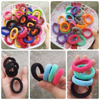 Túi 48 thun cột tóc màu/đen cở nhỏ bản 1cm (Hàng Việt Nam,có mùi)