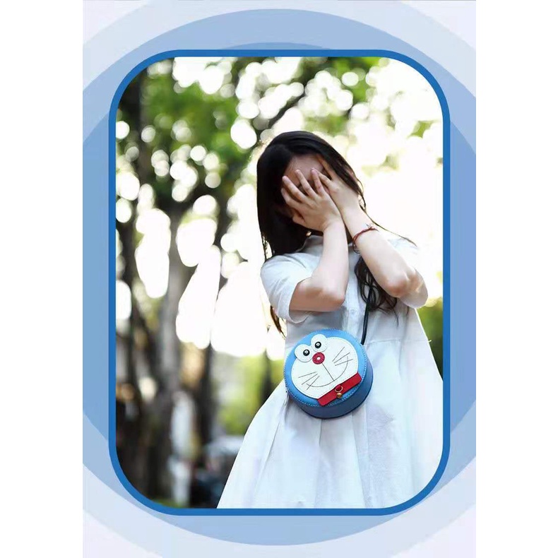 Nguyên liệu làm túi tròn đeo chéo/ một bên vai phong cách hoạt hình Doraemon thủ công DIY