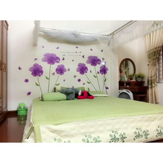 decal dán tường bộ đôi hoa tím