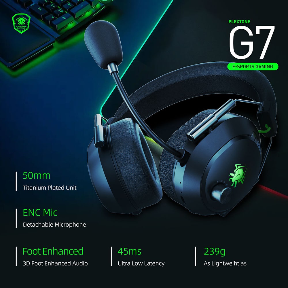 Tai nghe chụp tai bluetooth PLEXTONE G7 chống ồn esport - Headphone có mic gaming độ trễ thấp 45ms - Headphone Gaming