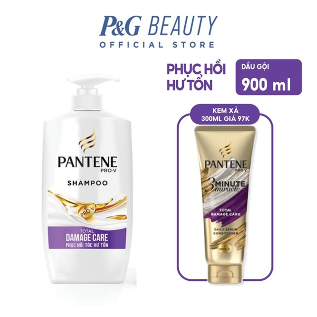 Bộ Dầu gội Pantene 900ML & Kem xả 3 phút diệu kỳ 300ML:Ngăn rụng tóc