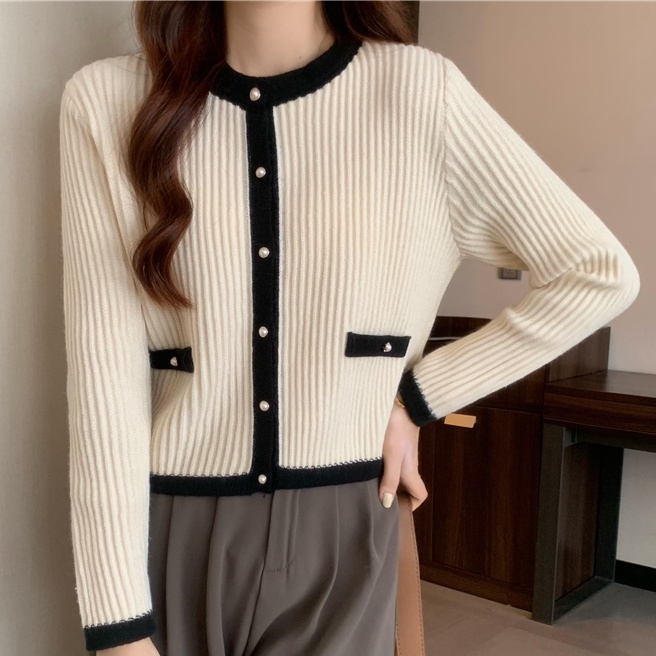 Áo Khoác Len Cardigan Màu Trơn Dáng Ngắn Thời Trang Thu Đông Cho Nữ Thẻ