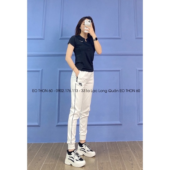 Áo cổ xẻ dáng dài,quần jogger 1 sọc có bo  Eothon60