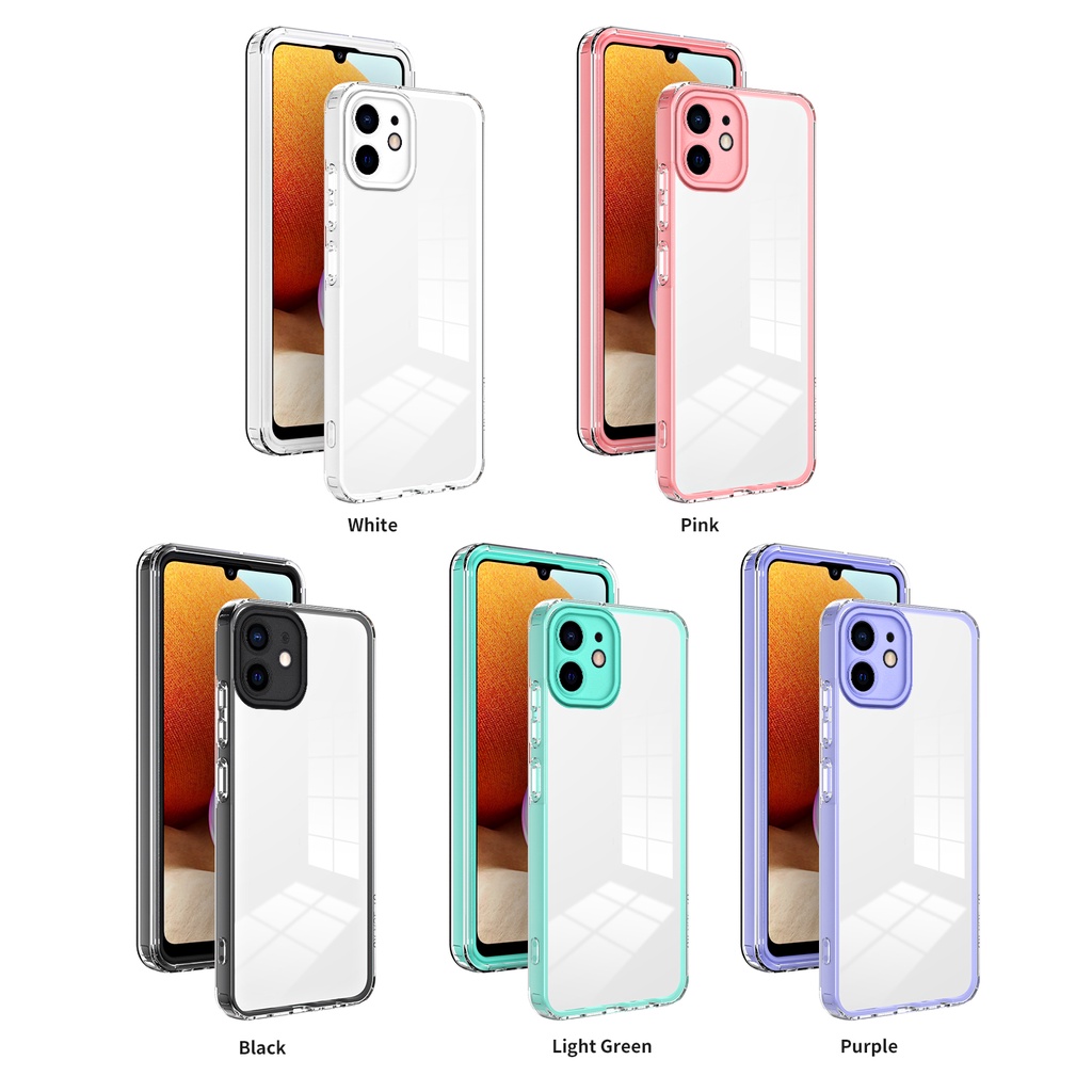 Ốp Điện Thoại PC Viền TPU Dẻo Trong Suốt Màu Macaron Chống Rơi 3 Trong 1 Cho iPhone 11 12 13 Pro Max