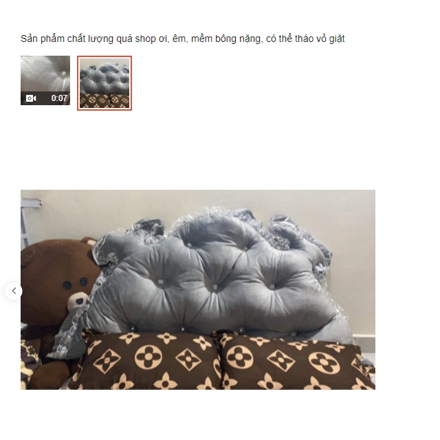 Gối tựa đầu giường mẫu hoàng đính khuy tai thỏ kích thước 1.5m và 1.8m