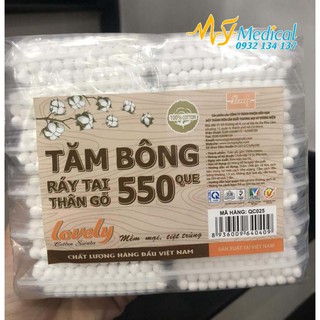 Tăm bông ráy tai thân gỗ Lovely 550 que
