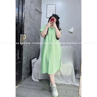 ĐẦM SƠ MI KẺ CARO DÁNG SUÔNG [ TNT SHOP BIGSIZE 60KG 90KG ]