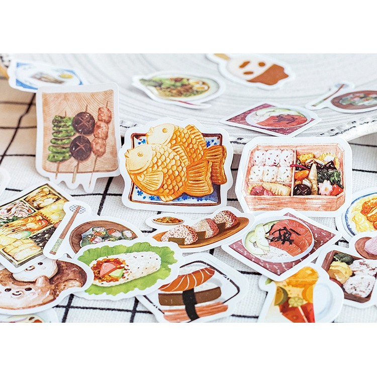 Hộp 46 miếng sticker mẫu món ăn nhật bản