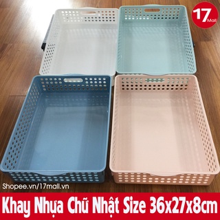 Khay nhựa chữ nhật, rổ nhựa chữ nhật size A4,B5 (36*27*8cm) - Rỗ nhựa đa năng, khay nhựa, rổ nhựa chữ nhật