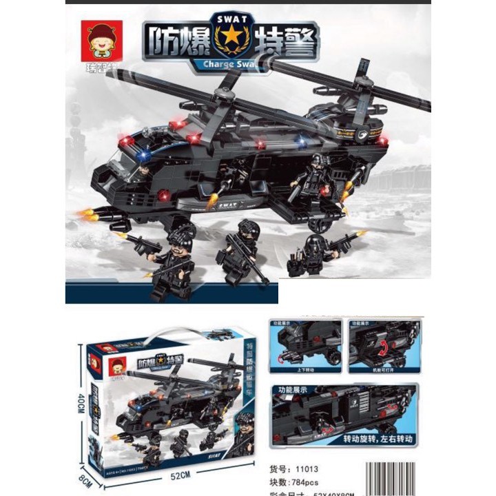 Lắp ráp xếp hình Lego City 11013 : Máy bay trực thăng của đội cảnh sát SWAT 784 chi tiết