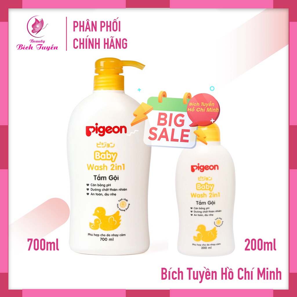 Sữa Tắm Gội Cho Em Bé PIGEON Baby wash 2 in 1 phù hợp cho da nhạy cảm 700ml BT Cosmetic