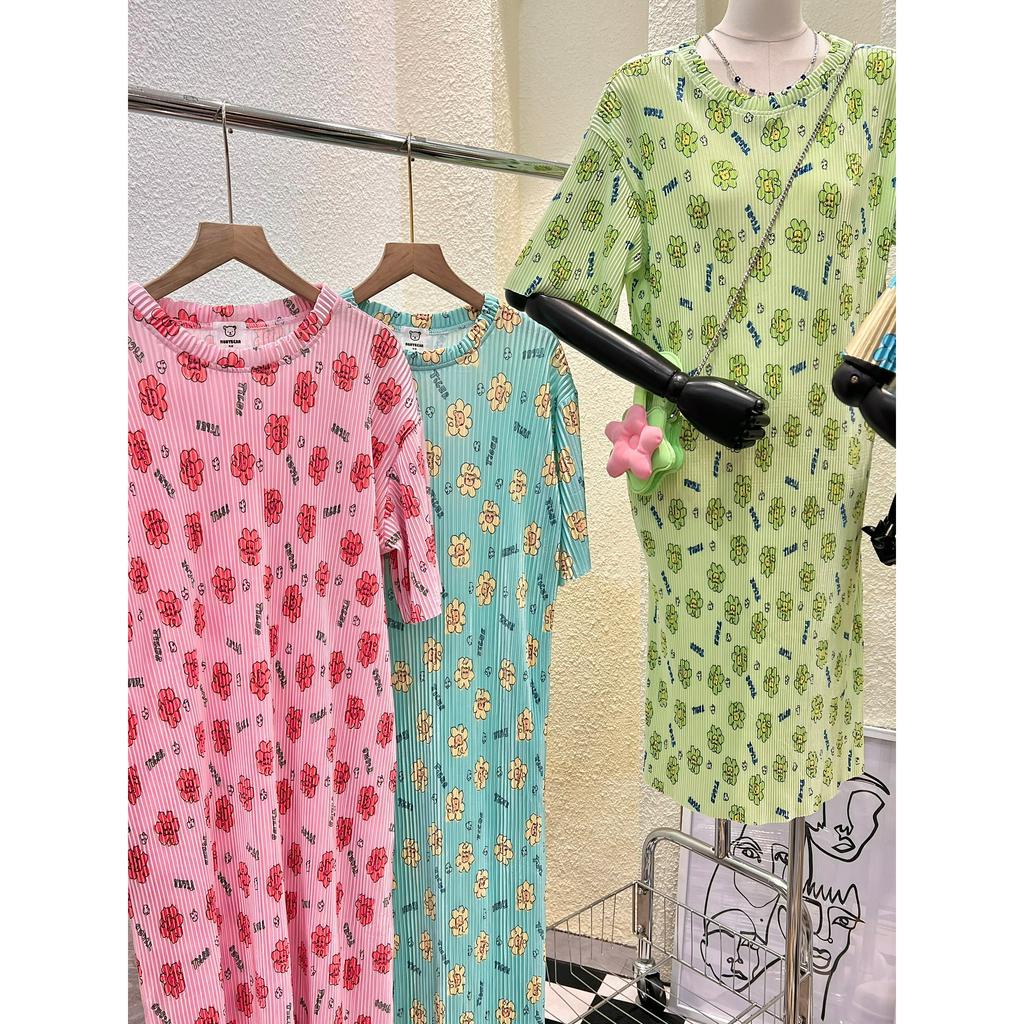 Đầm suông dập li hoa 4 màu  - HN1321
