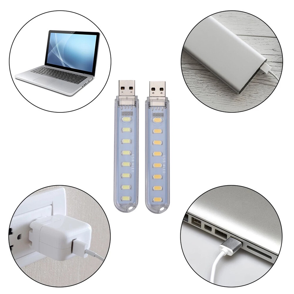 Led usb 8 bóng led siêu sáng vỏ nhôm dùng để cắm trại đọc sách vv