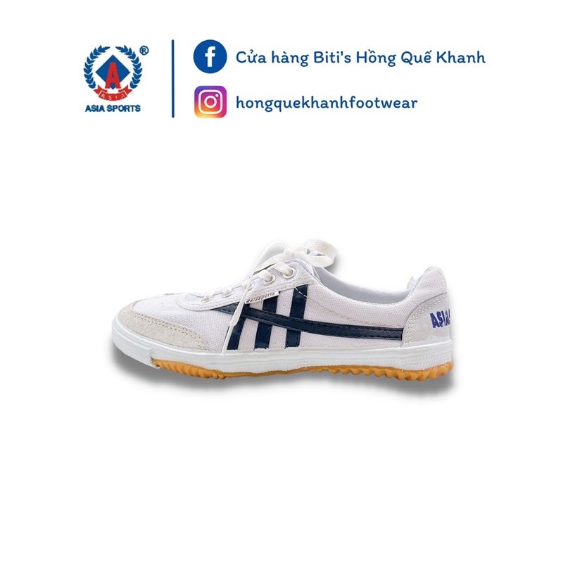 Giày vải Thượng Đình CSH03 sọc xanh/đỏ, giày bata trắng học sinh Asia