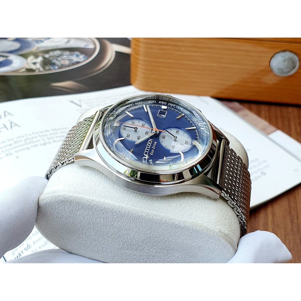 Đồng hồ nam chính hãng Citizen Chandler CA7020-58L Eco-drive Blue stainless - Máy Quartz Eco Drive - Kính cứng cong