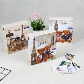 Album ảnh chứa 200 ảnh 10x15 có hộp bìa hoa vintage/gấu bông du lịch