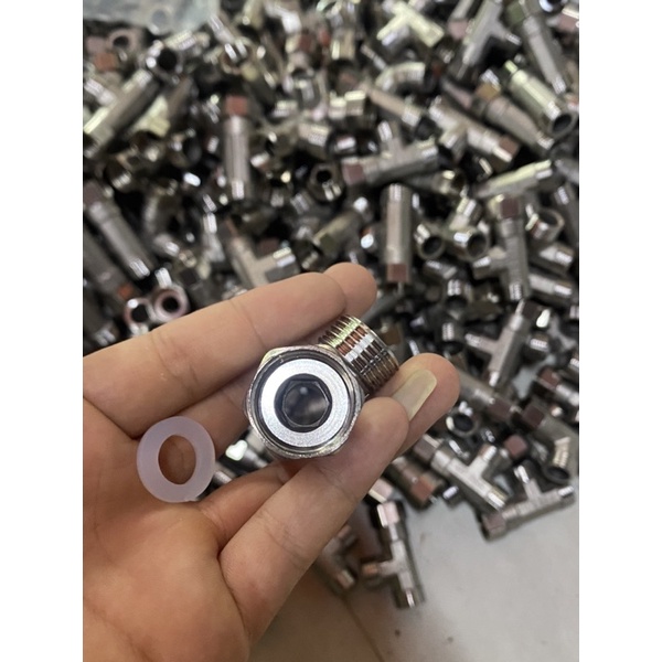TÊ CHIA NƯỚC BỒN CẦU 2 REN NGOÀI 1 ĐẦU ỐC INOX, VAN TÊ CHIA CẦU