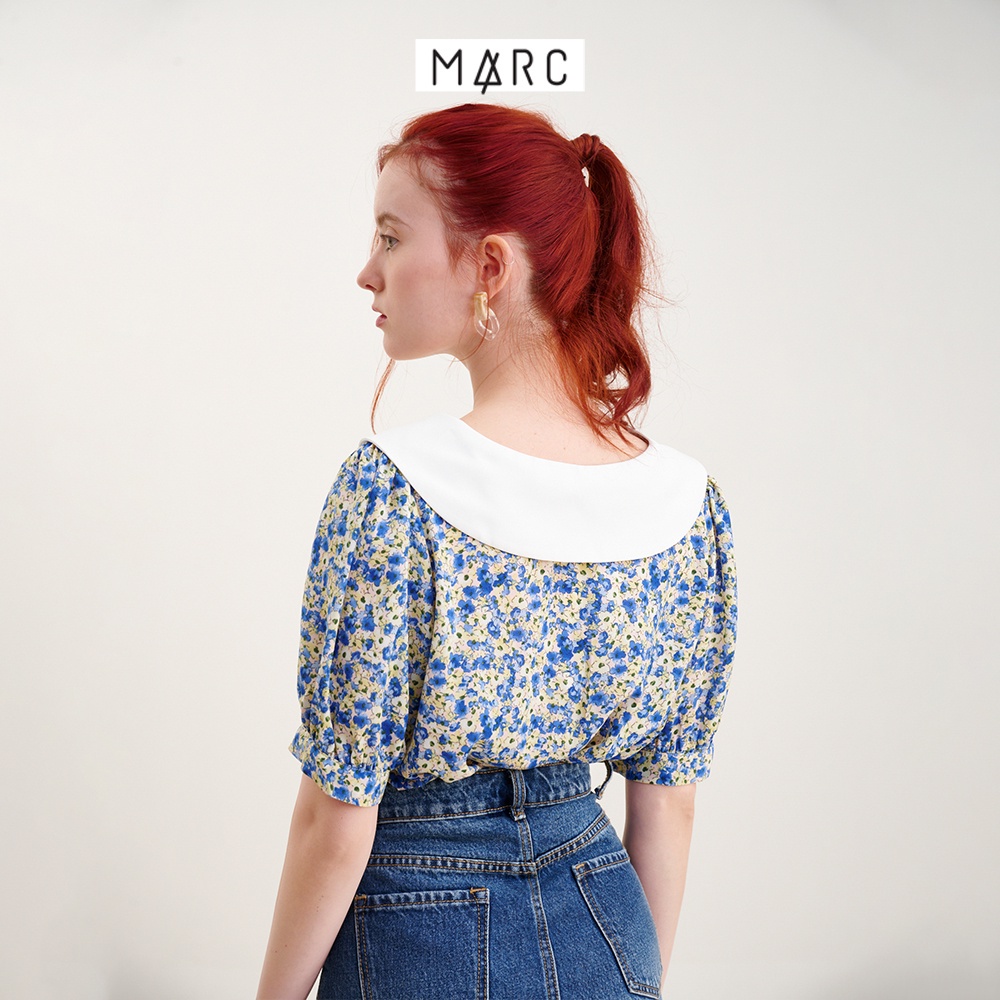 Áo kiểu nữ MARC FASHION voan họa tiết hoa 2 lá cổ