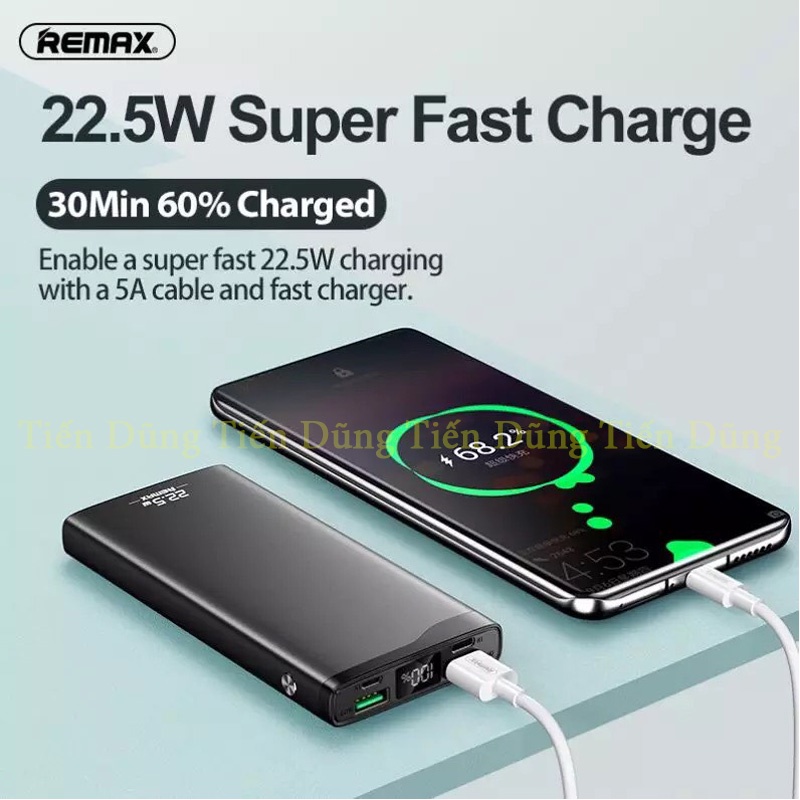 Pin sạc dự phòng remax RPP201 dung lượng 10000mAh hỗ trợ sạc nhanh 2 cổng vào 3 cổng ra