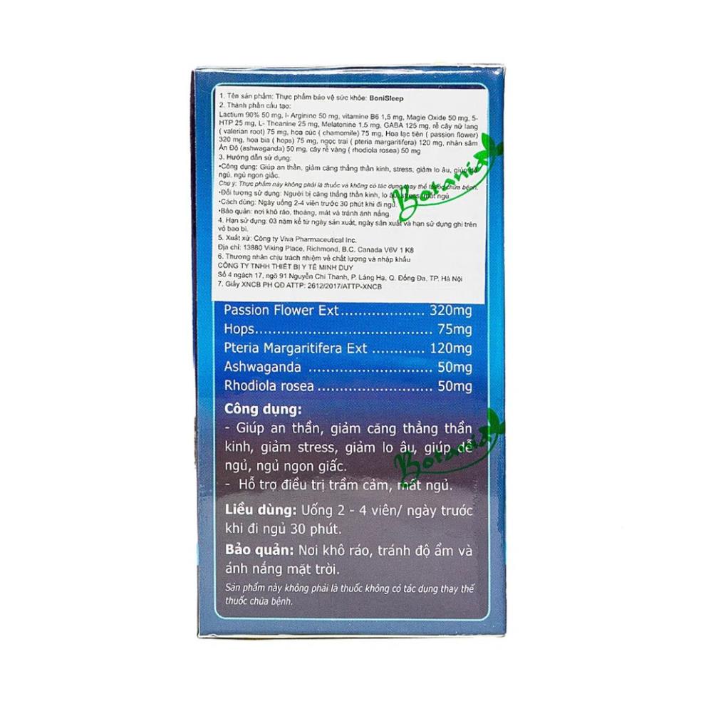 BoniSleep - giúp ngủ ngon , ngủ sâu giấc , giấc ngủ tự nhiên - Có tem tích điểm mua 6 tặng 1 - Chính hãng