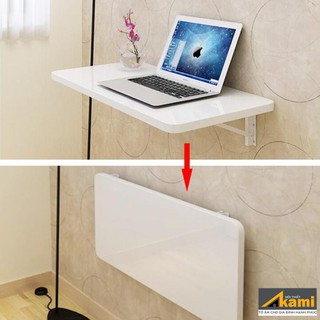 Bàn làm việc gấp gọn 40x60 màu trắng bản lề chịu tải 60kg