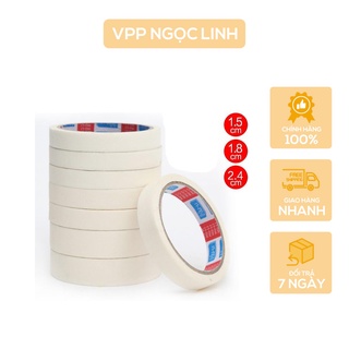 Băng dính giấy 1.5cm, băng keo dán chặn màu, băng dính cố định giấy